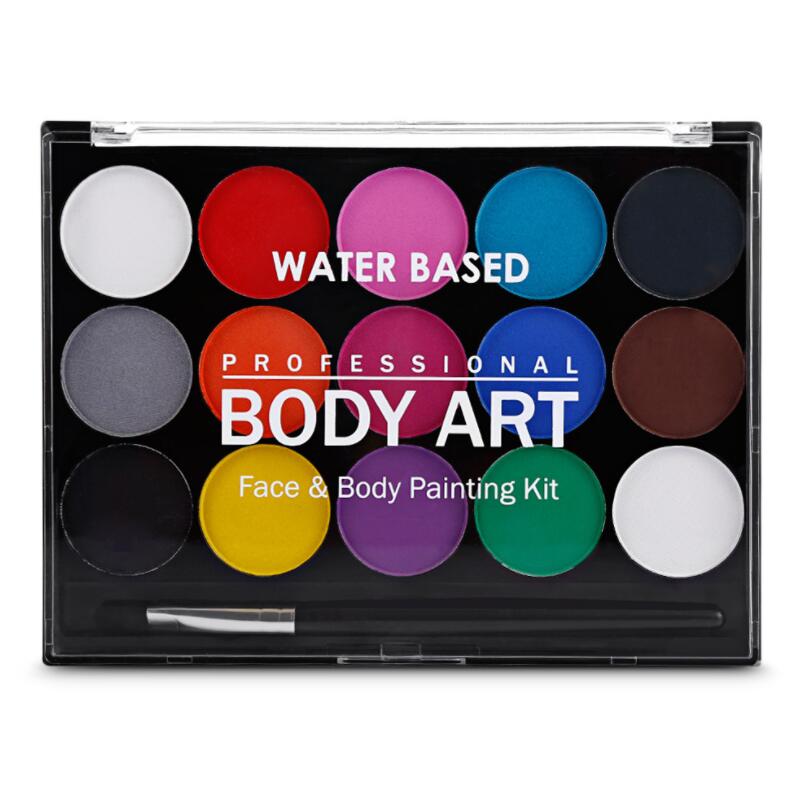 15 Colors Face Painting Body Makeup Non Toxic Safe Water Paint Oil With Brush Christmas Halloween Party Tools