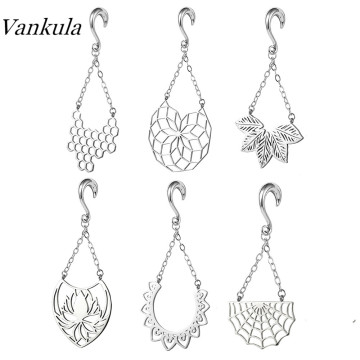 Vankula 2PCS New Fashion Jewelry Ear Piercing Hangers Stainless Steel Ear Hooks Ear Tunnels Light Weight For Sell
