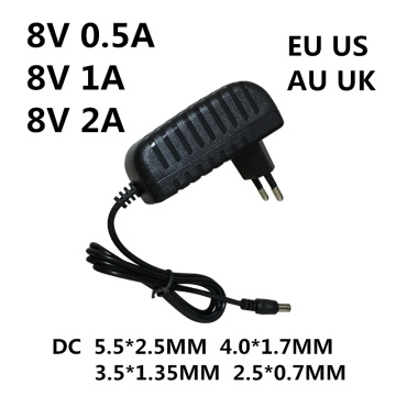 AC/DC Adapter AC 100-240V DC 8V 0.5A 1A 2A AC 100-240V Converter power Adapter 8 V Volt Charger Power Supply EU US AU UK