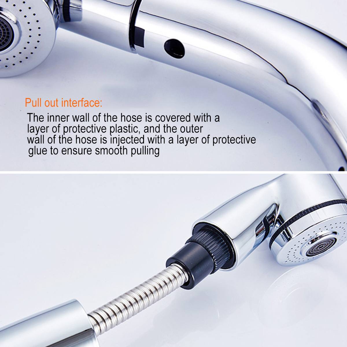 Pull Out Sprayer Kitchen Faucet Nozzle Kitchen Sink Dual Mode Hot Cold Sink Mixer Taps Deck Mounted Shower Faucet