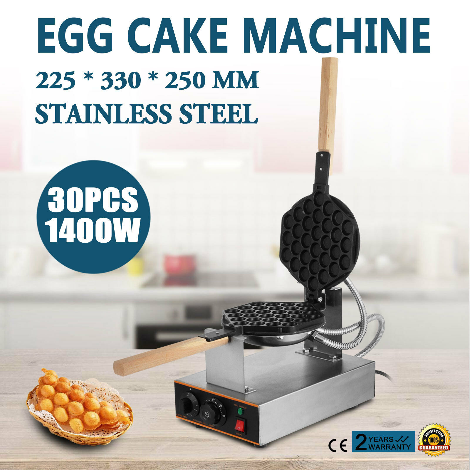 Bubble Waffler Silences Bubble Waffler Stainless Steel Egg Baker Electric 220V Cake