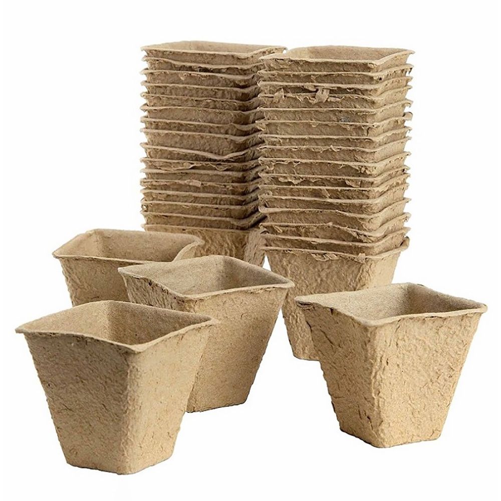 50pcs/set Square Seed Nursery Pots Plant Starter Peat Flower Vegetable Seedlings Nursery Cup Paper Trays Garden Supplies 6CM 8CM