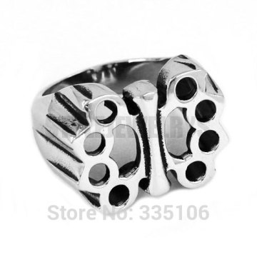 Wholesale Knuckles Boxing Glove Ring Stainless Steel Jewelry Fashion Butterfly Shape Motor Biker Women Ring SWR0437A