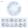 12 Pcs(1 wheel) Nail Art Decoration Wheel Glitter Rhinestone Nail Art Fashionable Decoration 3D DIY Nail Art Stones and Charms,1