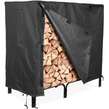 Firewood Rack Cover, 4 Feet 600D Heavy Duty Waterproof Patio Log Rack Outdoor Cover, Black