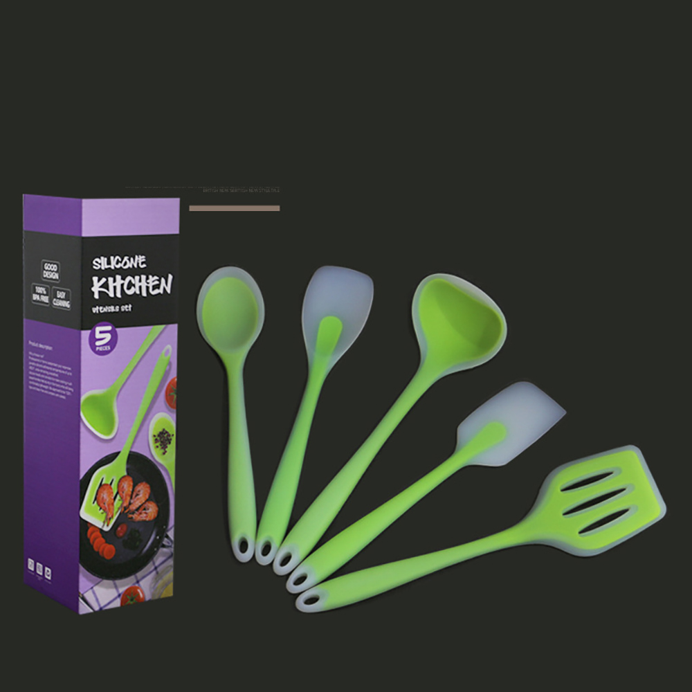5pc/set Cooking Tools Set Colorful Silicone translucent Kitchen Utensils Non Stick Cream Spatula Soup Spoon shovel Kitchen Tools