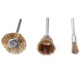 3pcs Wire Brass Brush Brushes Wheel Dremel Accessories for Rotary Tools Die Grinder & Totary machine tools 23mm/17mm/5mm