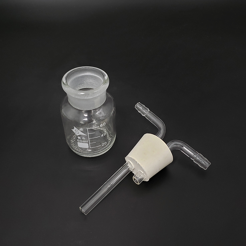 Laboratory Drechsel gas washing bottle device,Capacity 60ml,Multifunctional gas cylinder,Double-hole 6# rubber plug catheter