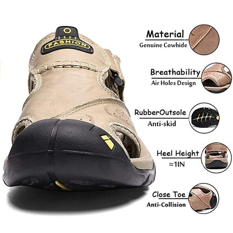 CUNGEL Male Shoes Genuine Leather Men Sandals Summer Men Shoes Beach Fashion Outdoor Casual Non-slip Sneakers Footwear Size 48