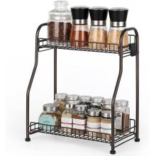 2 Tier Kitchen Standing Spice Rack with Hook