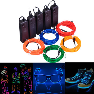 5M Neon Light Dance Party Decor Light string Neon LED lamp Flexible LED Strip With Controller Wire Rope Tube Waterproof
