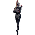 Halloween Cosplay Costumes Skeleton Bodysuit Skull Headwear Sparkly Stage Outfit Gogo DJ Performance Clothes Rave Wear VDB2628