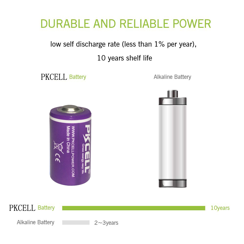 10PCS PKCELL ER 14250 1/2 AA battery 3.6v 1200MAH ER14250 lithium batteries replace for 14250 primary battery for camera