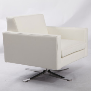 White Kennedee Rotatanle Leather Armchair
