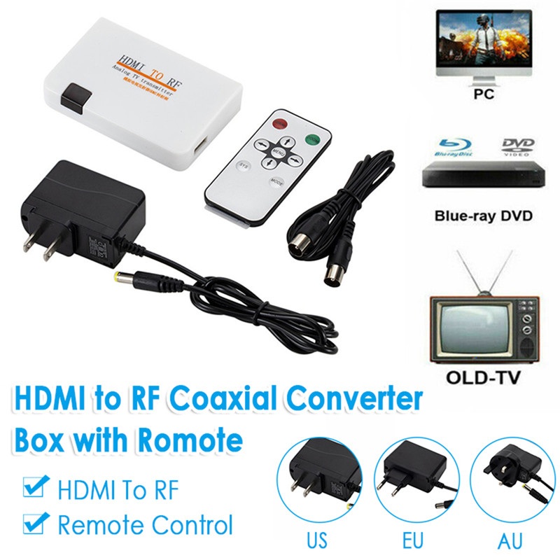 For TV Converting TV Transmitter Box HDMI-compatible To RF Coaxial Converter Box Adapter Cable with Remote Control Power