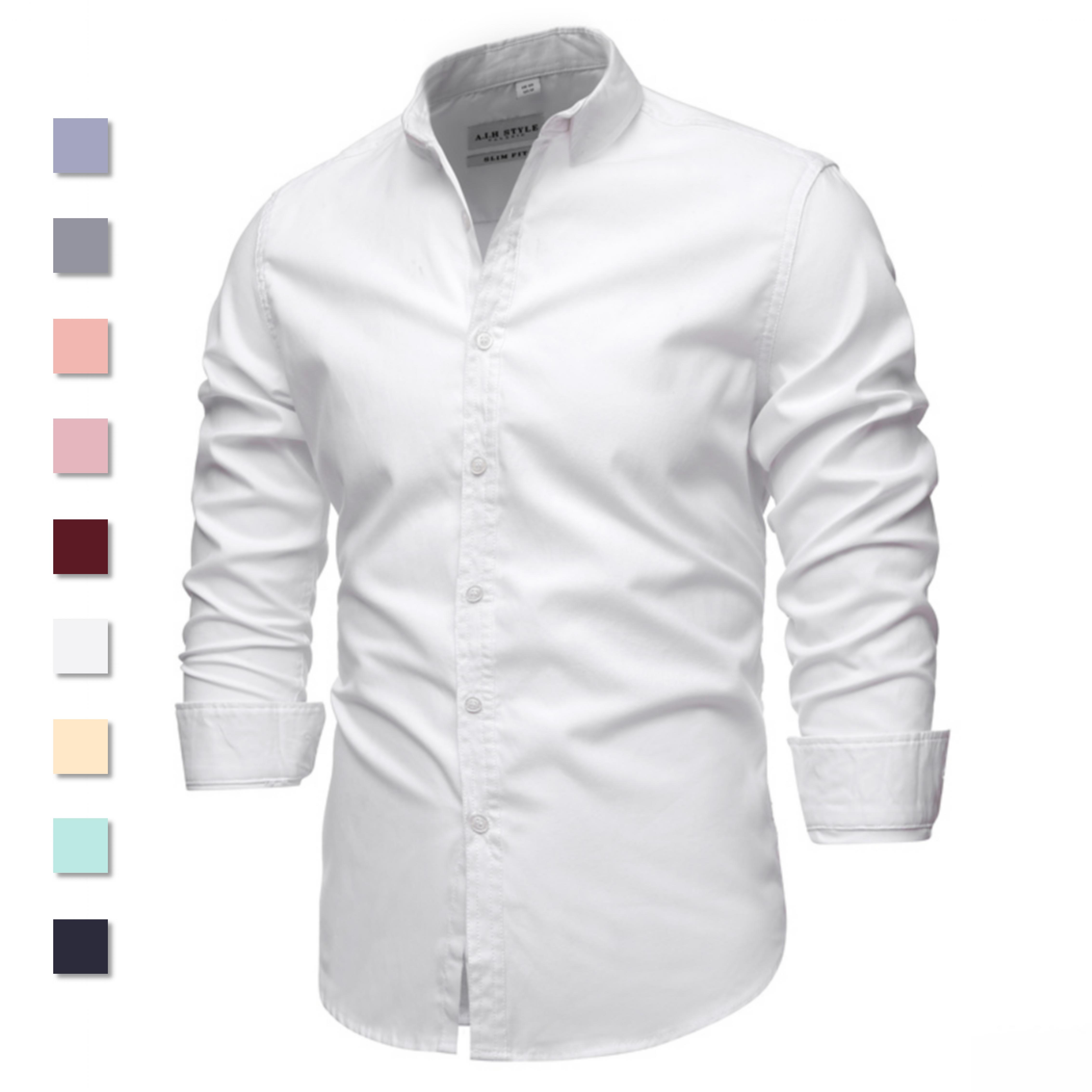 9 Colors 2021New 100% Cotton Oxford Shirt Men Spring Casual Men Shirt Long Sleeve Slim Fit Dress Shirts Men's Social Shirt