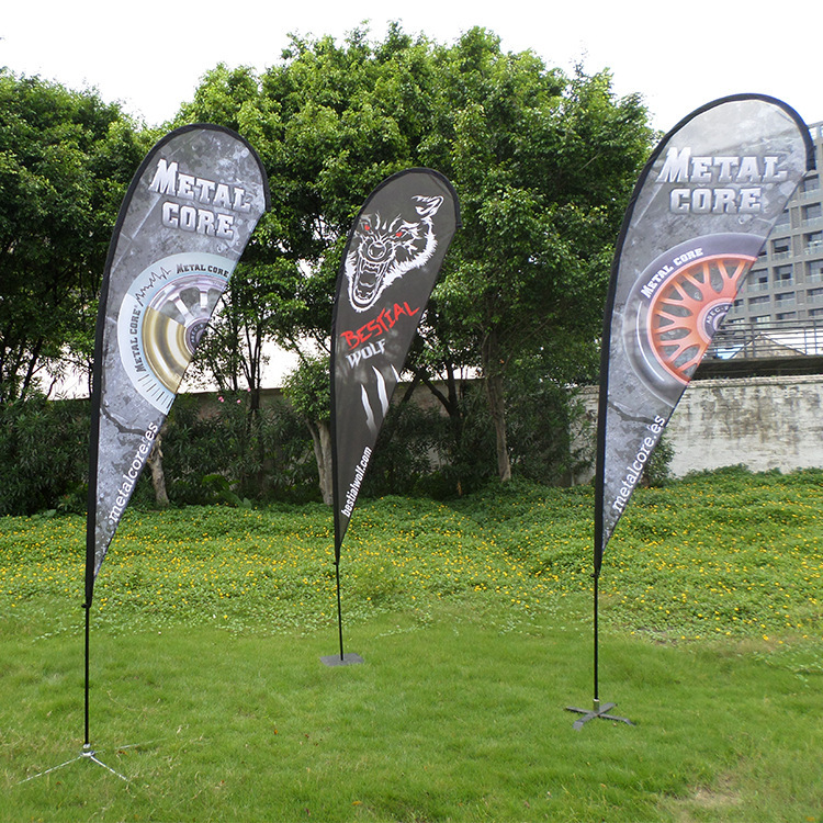 Promotional Beach Feather Banner Flag With Ground Spike