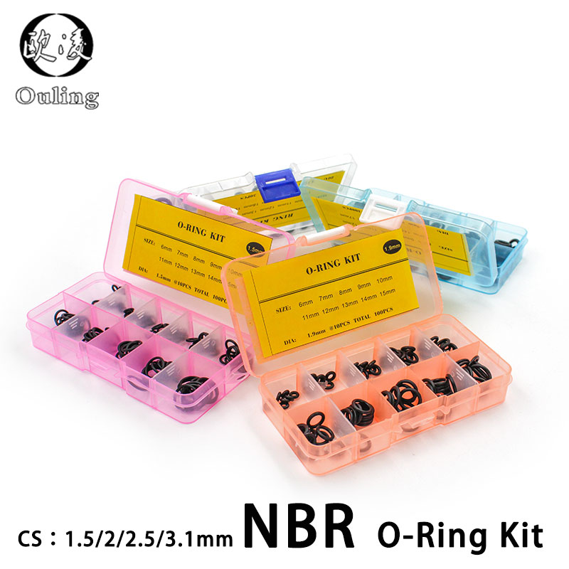 Thickness 1.5/1.9/2.4/3.1/1.8/2.65mm Nitrile Rubber Ring NBR O-Ring Seal Sealing O-rings Washer oring set Assortment Kit Set Box