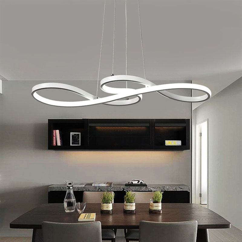 Modern LED Pendant Lamp Black/White Nordic Hanging Light Creative Note Pendant Light for Bar Table Kitchen Island Dining Room