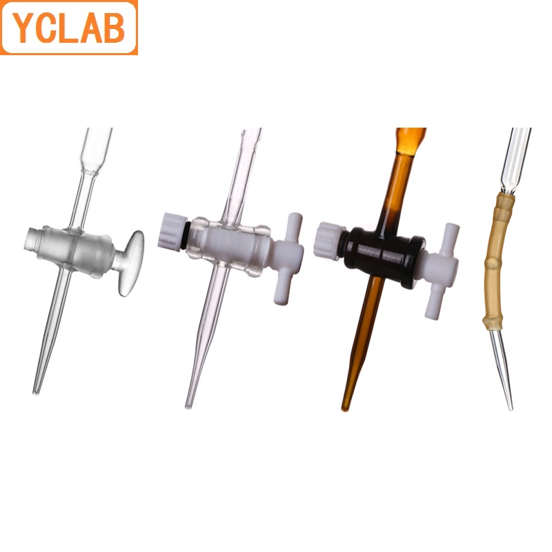 YCLAB 25mL Burette with PTFE Stopcock Class A Brown Amber Glass Laboratory Chemistry Equipment
