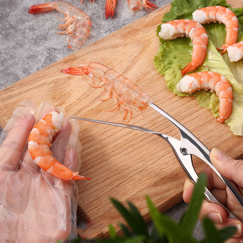 Shrimp Peeler Stainless Steel Prawn Shrimp Peeling Plier Deveiners Kitchen Crayfish Shrimp Stripping Peelers Peel Seafood Tools