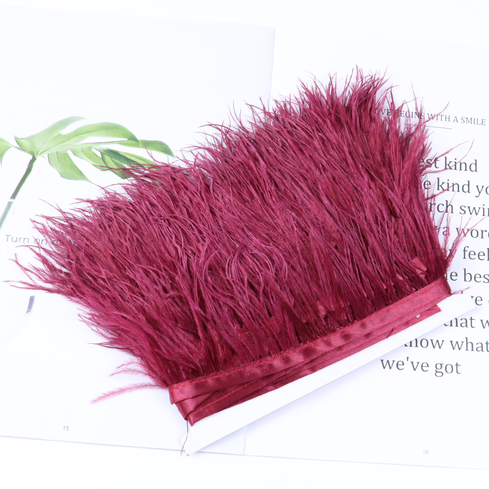 1 Meter Real Ostrich Feather Trim Fringe Height 6-8CM Feathers for Dresses Clothing Decoration Sewing Crafts Accessory Wholesale