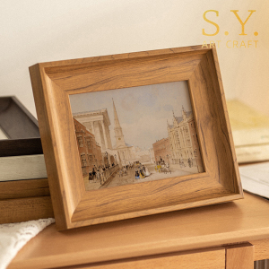 Slanted Border Natural Wood Decorative Frame