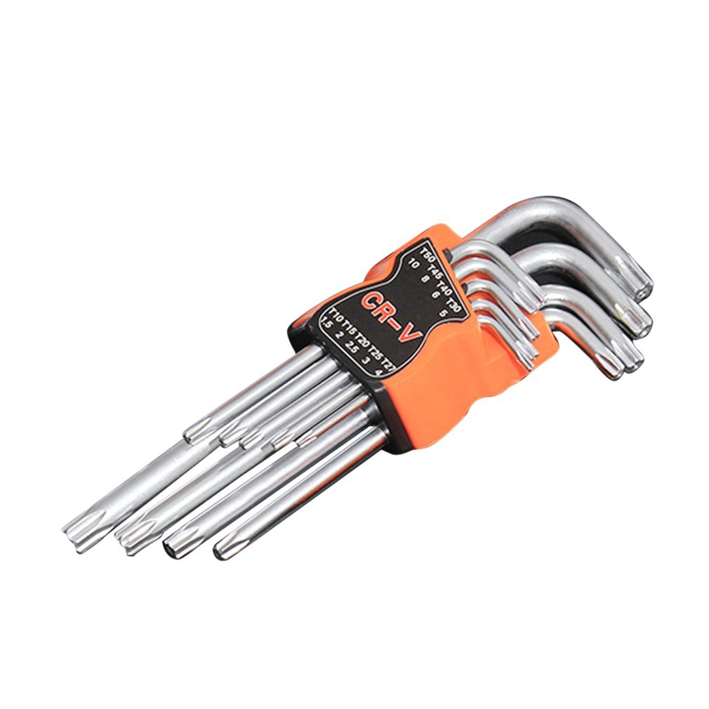 9 Pcs Plum Star Hex Key Wrench Sets Torx L Shape Repair Tool Screwdriver Tool Set CR-V Steel Torque Spanner