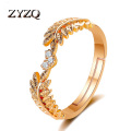 ZYZQ New Small Fresh Sweet Opening Leaf Ring For Women Net Red Olive Branch Ring Tail Ring