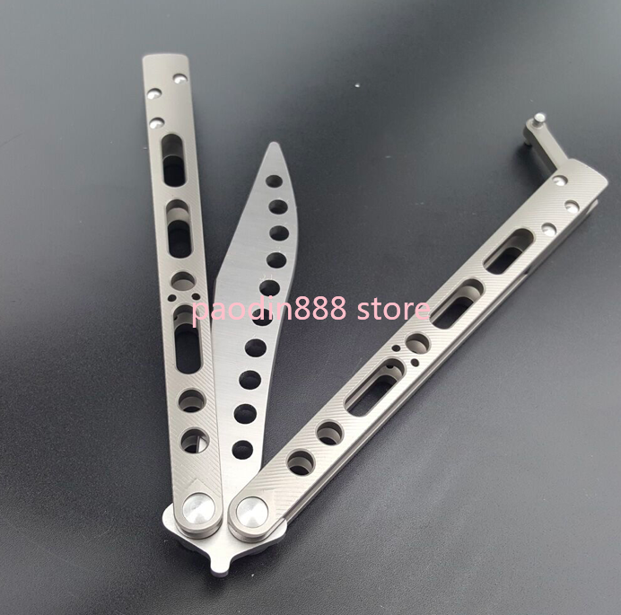 The One Butterfly Trainer Knife EX-10 Bushing System 440 Blade Titanium Handle Jilt Knife Not Sharp Hunting Free-swinging Knife