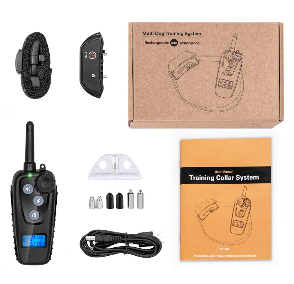 Waterproof Rechargeable Electric Shock Dog Training Collar Remote Control Bite Pet Trainer Anti No Bark Stop Device Aids