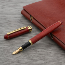 High Quality Luxury Red wood Fountain Pen Trim M Nib Gold Ink pen Stationery Office school supplies Writing NEW