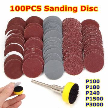 100Pcs 1inch Sanding Disc + Loop Sanding Pad 1inch + 1/8inch Shank Abrasives Ho Loop Backer SandPaper Mixed Set