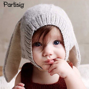 Partisig Brand Rabbit Ears Winter Warm Baby Hats Children Crotched Winter Animal Hats Super Cute Baby Caps
