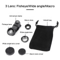 3 In 1 Fisheye Lens Lenses Mobile Phone Clip Lens With Fiber Lens Bag Angle Lens Camera Macro For IPhone Xiaomi Huawei Lenovo