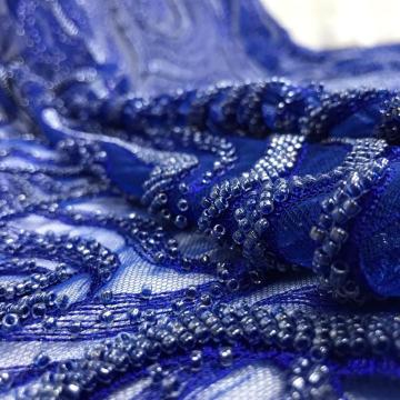 Luxury bead embroidery fabric lace Royal blue/Turquoise green/Wine red/white wedding fabric dress fabric French mesh tull lace