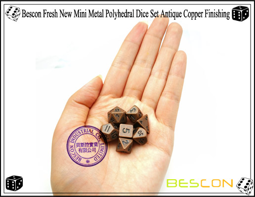 Bescon Fresh New Mini Metal Polyhedral Dice Set Antique Copper Finishing-7