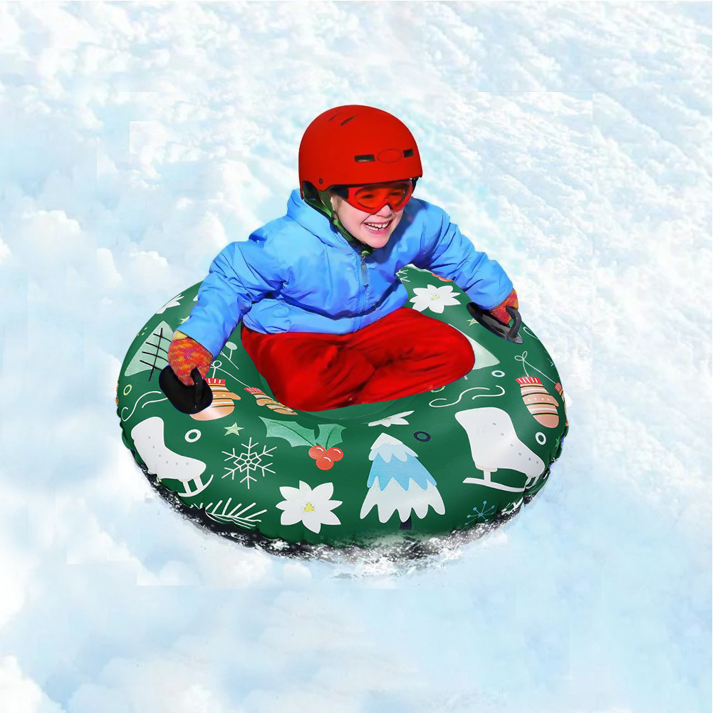 Inflatable Ski Circle Skiing Snow Tube Sleigh Tubing Cheesecake Winter Children Adult Ski Ring Skiing Thickened Floated Sled