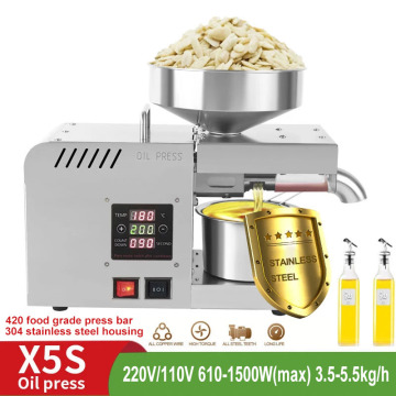 X5S LED Digital Hydraulic Press Stainless Steel Temperature Control Sesame Oil Peanut Butter Oil Press