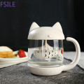 Cat Mug Glass Water Tea Cup with Filter Creative Tea Strainer Teapot Teabags Mugs for Tea & Coffee Wedding Birthday Gift
