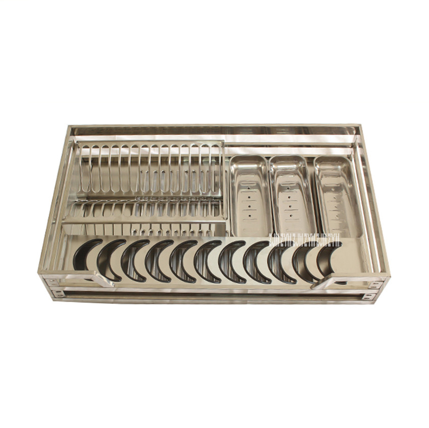 FGLL-001 Double-Deck Pull-Out Basket 201/304 Stainless Steel Dish Drawer Kitchen Cabinet Basket Hydraulic Damping Square Tube