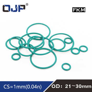 5PCS/lot Rubber Ring Green FKM O ring Seals 1mm Thickness OD21/22/23/24/25/26/27/28/29/30mm Rubber O-Rings Gasket Rings Washer