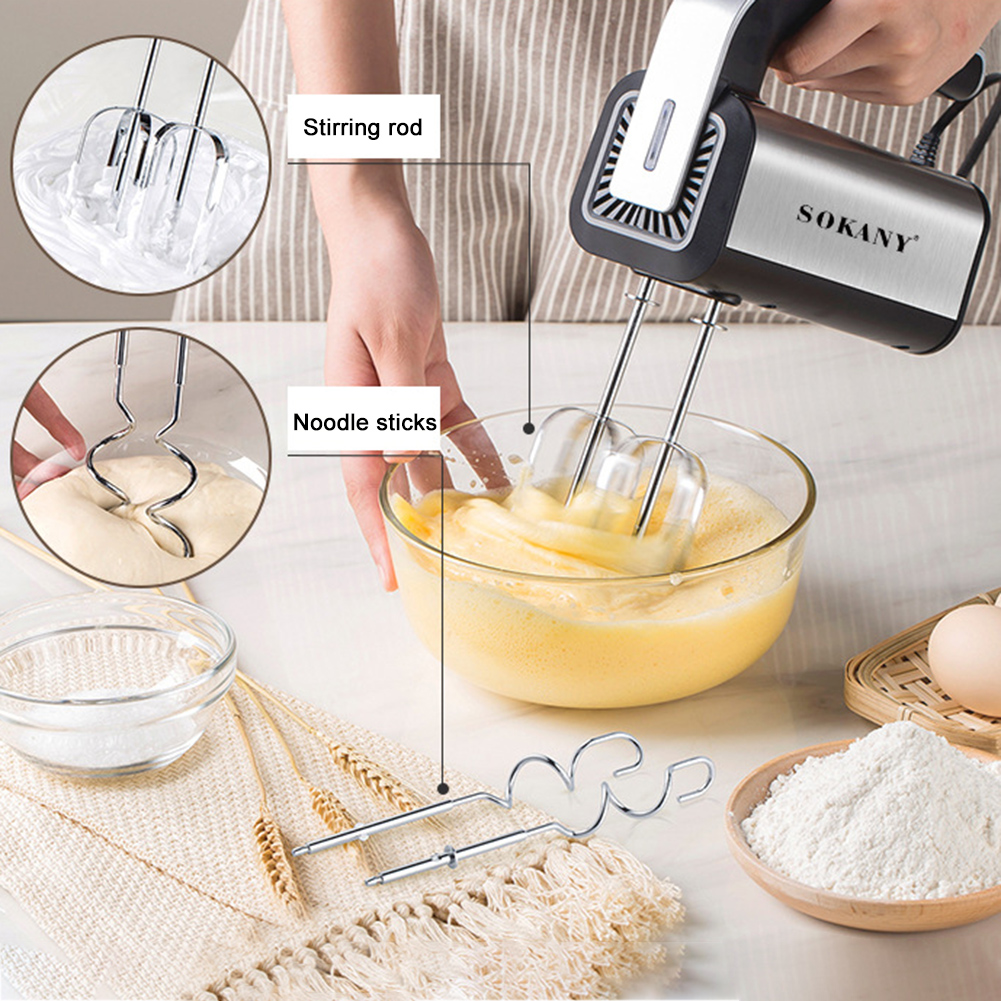 800W High Power Multifunctional Stainless Steel Electric Food Mixer Dough Cream Mixer Kitchen Whisk Cooking Tool EU Plug