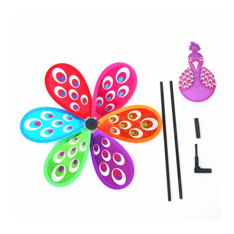 HBB 1PC 29cm 3D Peacock Colorful Windmill Lovely Kids Classic Sports Toy Wind Spinner For Yard Outdoor