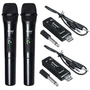 1/2Pcs VHF Wireless Microphone DJ Karaoke Speaker 2 Handheld MIC KTV Player Independent/hybrid Automatic Selection USB Receiver