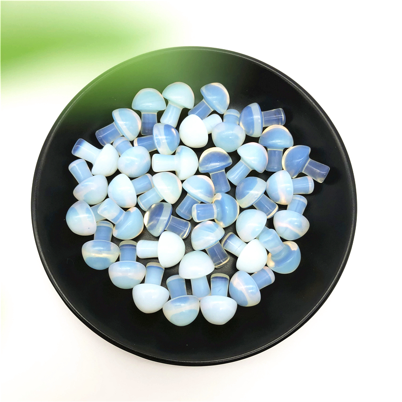 Beautiful 1/2Pcs Opal Mushroom Shaped Polished Stone Decor Healing Gift Decorative Quartz Crystals