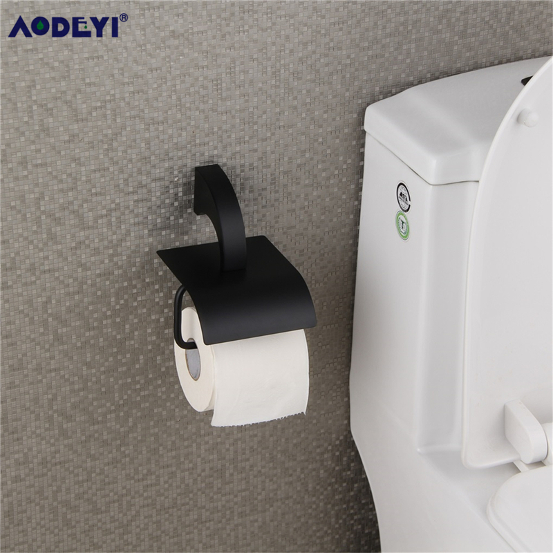 AODEYI Black Bathroom Accessories Robe Hook Towel Bar Ring Paper Holder Soap Dish Toilet Brush Holder Bath Hardware Kit Set