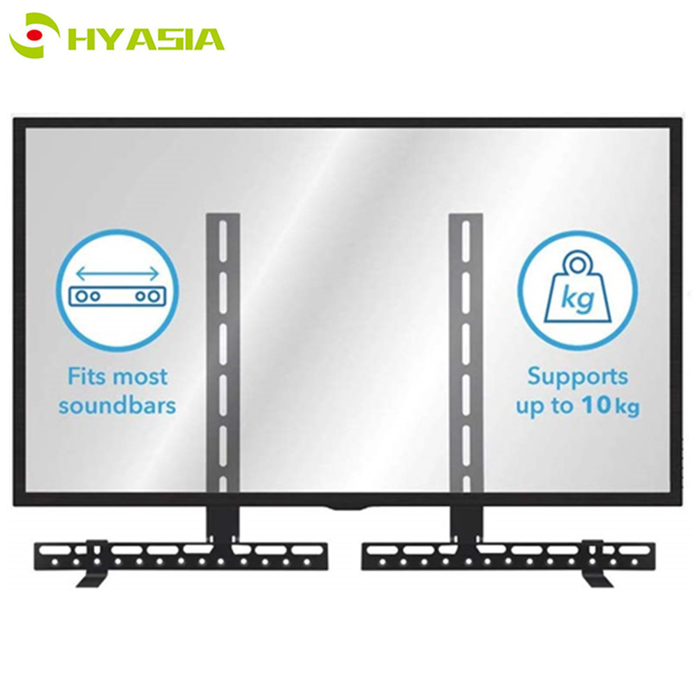 HYASIA TV Soundbar Mounts Sound bar Brackets for Mounting Above or Under TV Adjustable Arm Fits no drilling mount holder stand