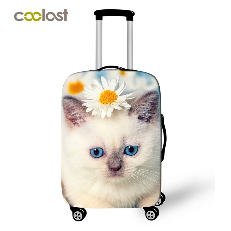 Cute Cat Luggage Cover for 18 to 32 Inch Trolley Case Bag Husky Pug Suitcase Protective Cover Trip Dust Cover Travel Accessories