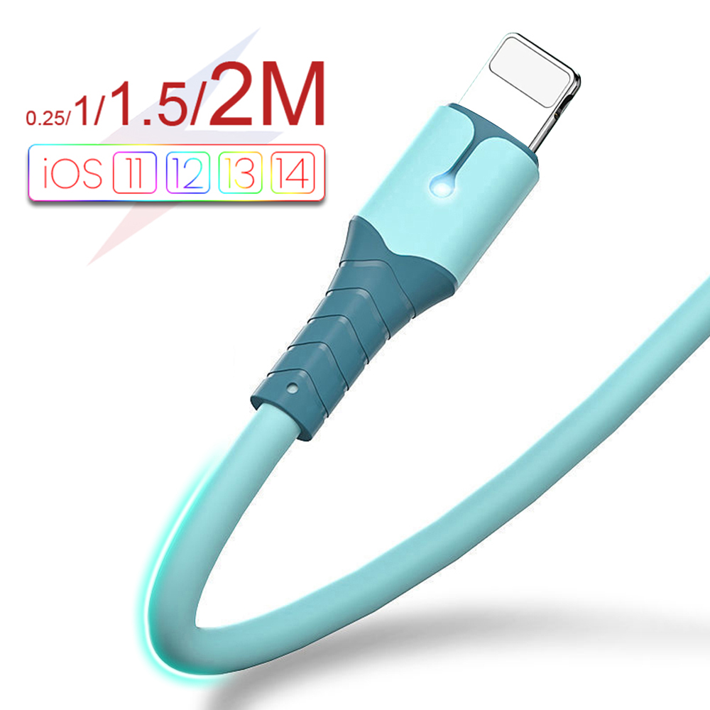 USB Data Cable For iPhone 12 Mini 12 Pro Max X XR 11 XS 8 7 6s Liquid Silicone Charging Cable USB Data Cable Phone Charger Cable